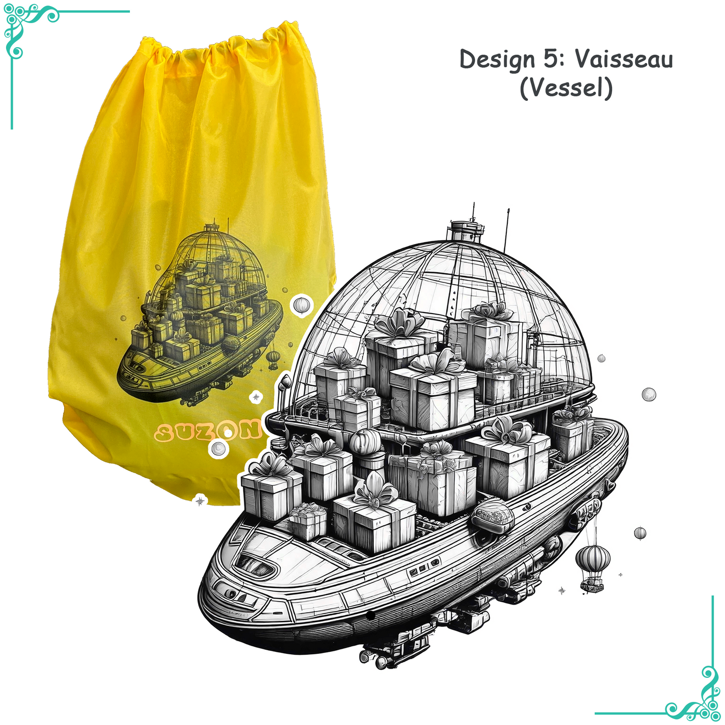 Sac à cordon personnalisé avec design et nom phosphorescent