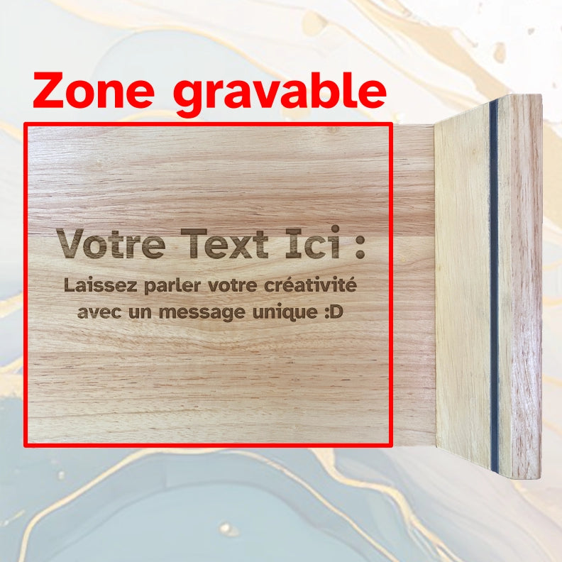 Ajoutez Votre Texte à Graver - Plateau à Fromage en Bois avec 4 Couteaux de Service