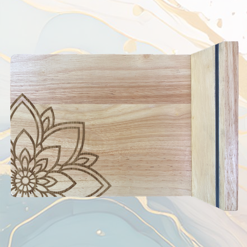 Fleur Mandala Plateau à Fromage en Bois avec 4 Couteaux de Service à personnaliser
