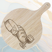 Apero Planche à Pizza en Bambou Ø31 cm avec Poignée et Cordelette en Jute à personnaliser