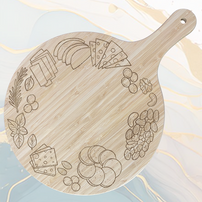 Circle d'Apero Planche à Pizza en Bambou Ø31 cm avec Poignée et Cordelette en Jute à personnaliser