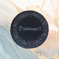 Couronne de Fleurs de Printemps - Sous-verre ardoise personnalisé