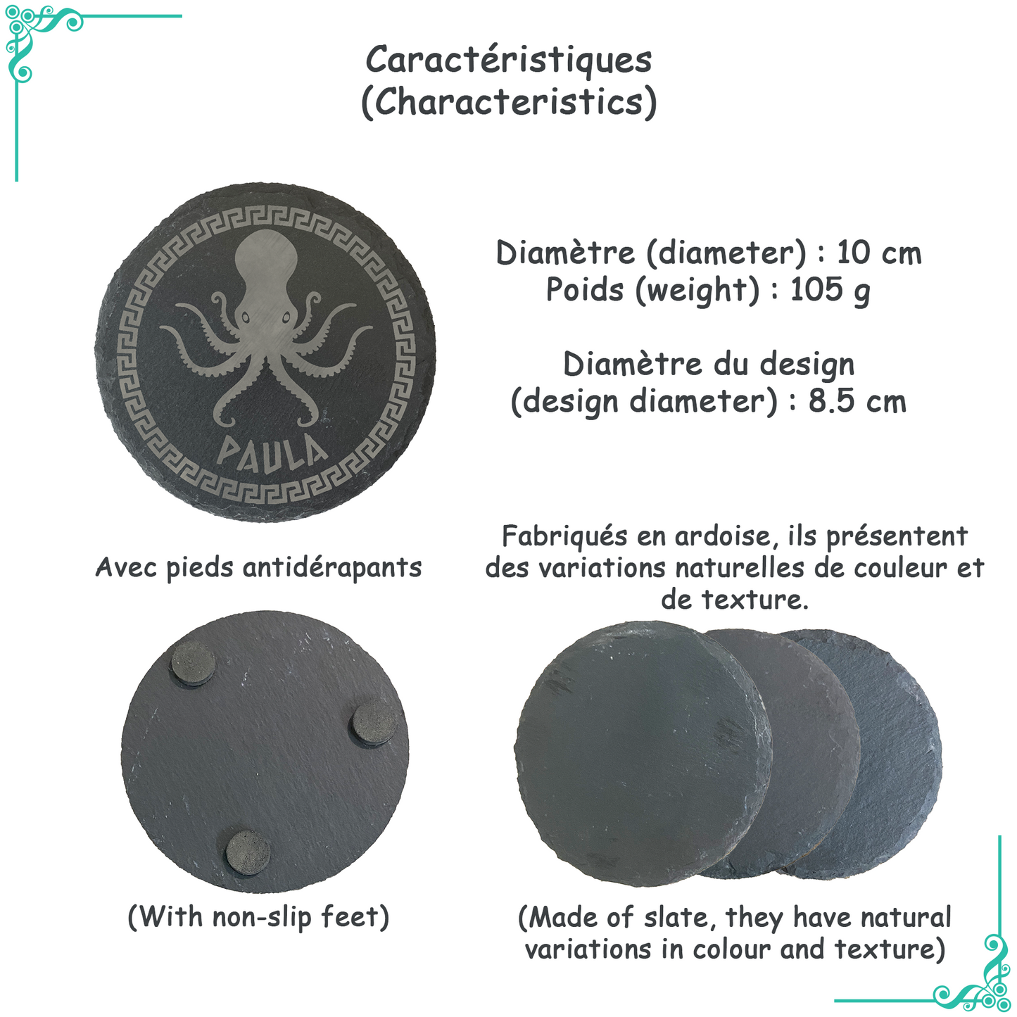 Sous-verre ardoise personnalisé – Style grec