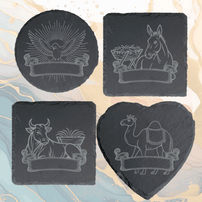 Sous-verre ardoise personnalisé – Animaux de la Crèche de Noël