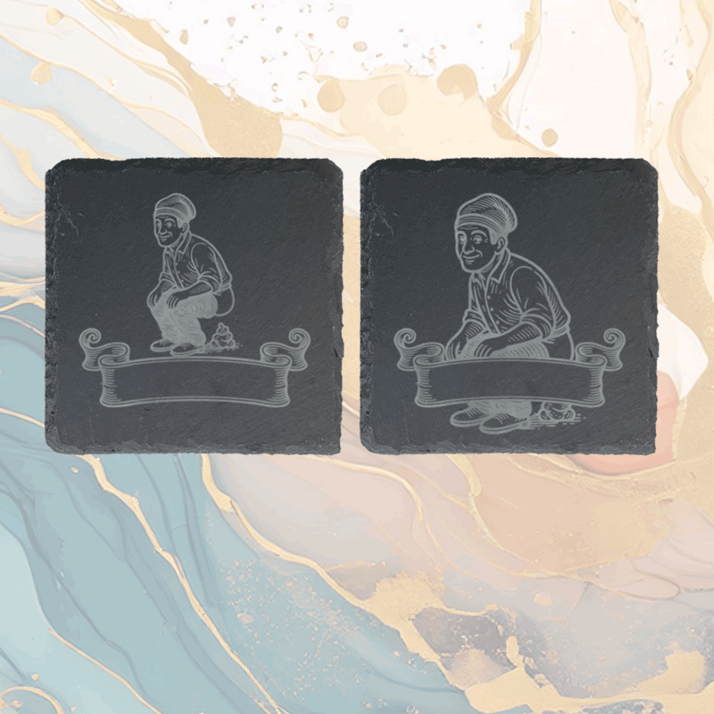 Sous-verre ardoise personnalisé – Le Caganer