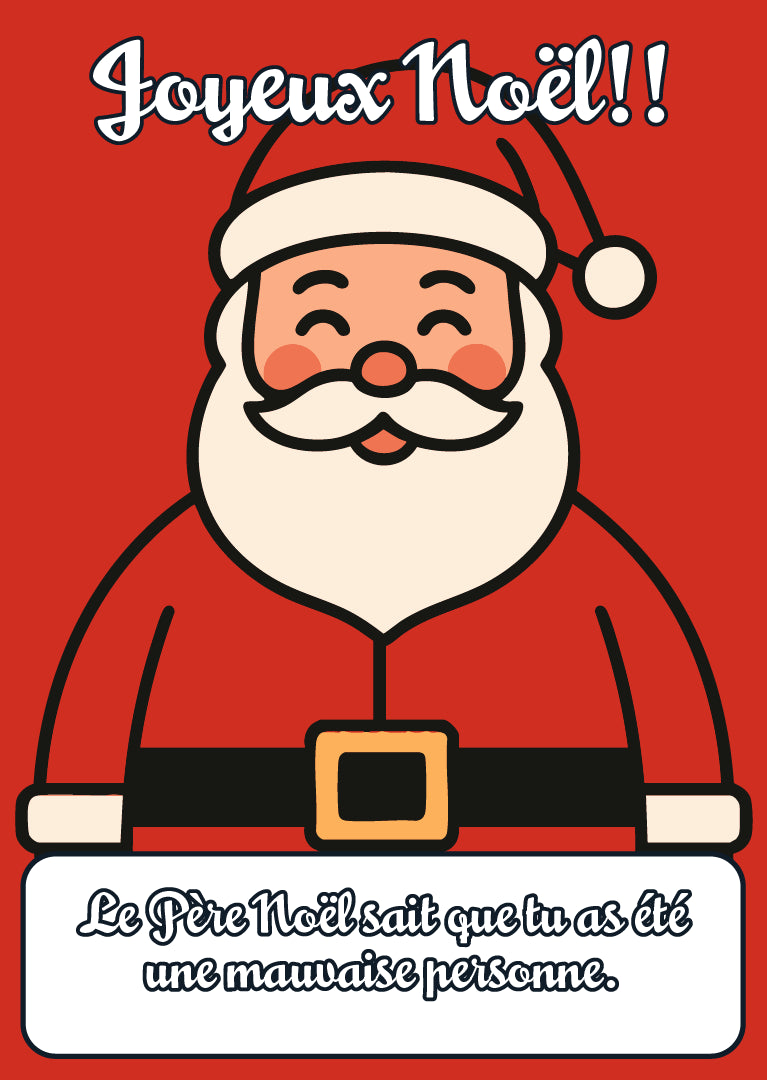 Aimant Carte de vœux de Noël Papa Noël avec message personnalisé