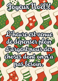 Aimant Carte de vœux de Noël Chaussettes avec message personnalisé
