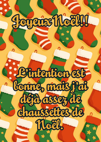 Aimant Carte de vœux de Noël Chaussettes avec message personnalisé