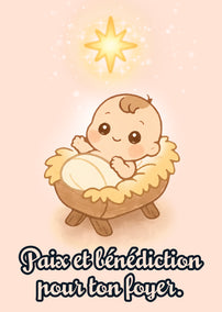 Aimant Carte de vœux de Noël Jesus Mignon avec message personnalisé