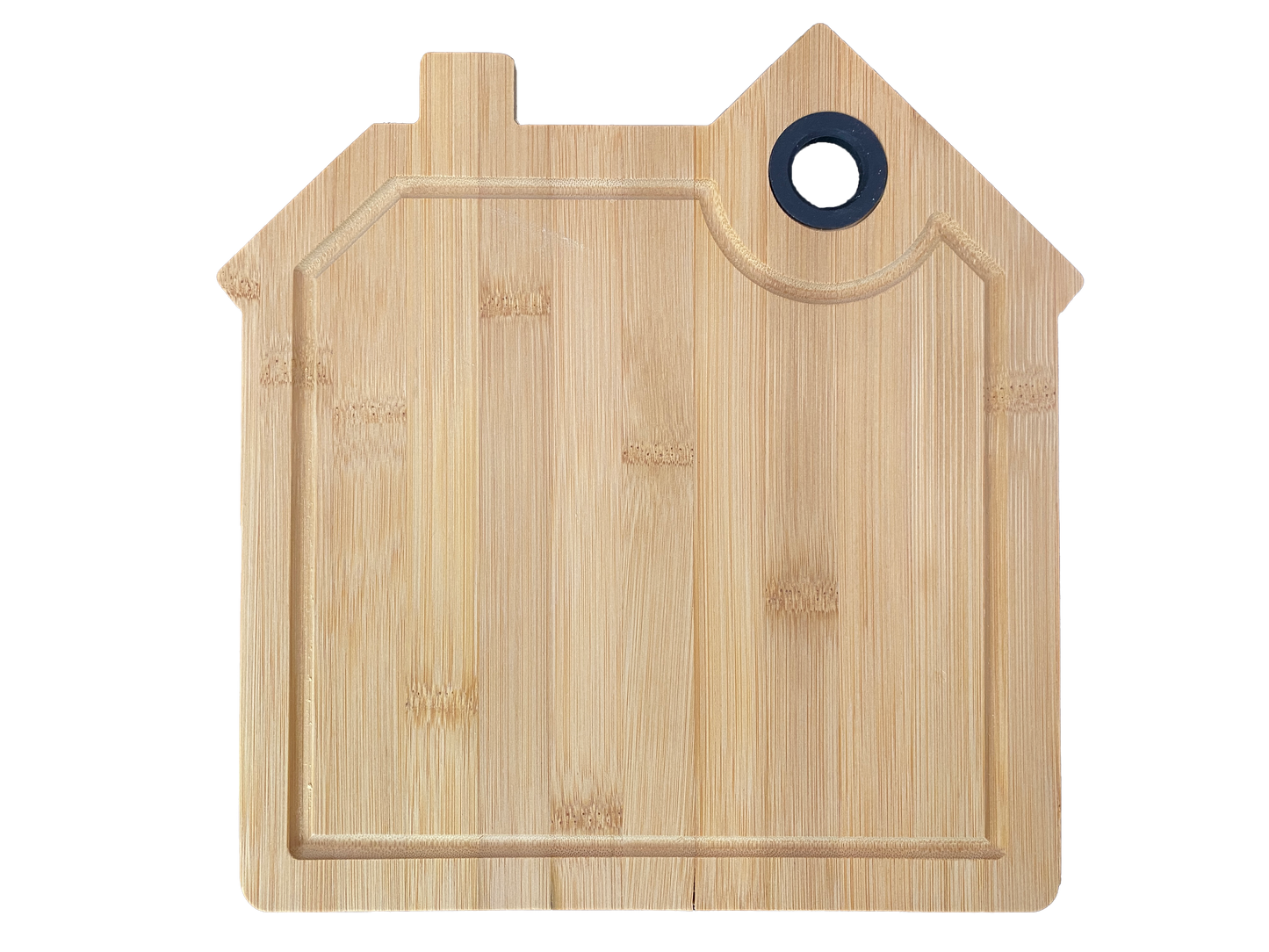 Circle de Lapins Planche à Découper en Bambou Forme Maison avec Rainure et Poignée Silicone à personnaliser