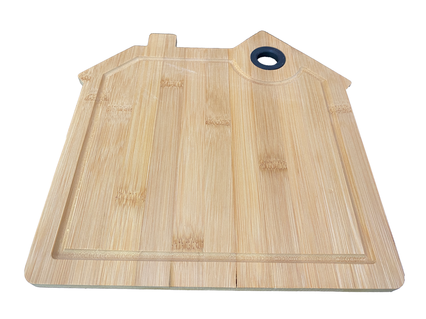 Circle de Lapins Planche à Découper en Bambou Forme Maison avec Rainure et Poignée Silicone à personnaliser
