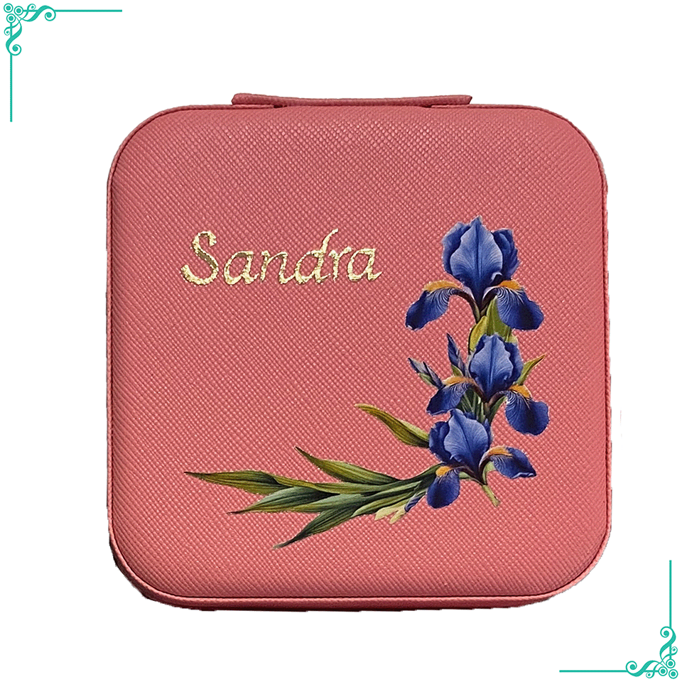 Coffret à Bijoux Personnalisé avec Prénom et Fleur de Naissance