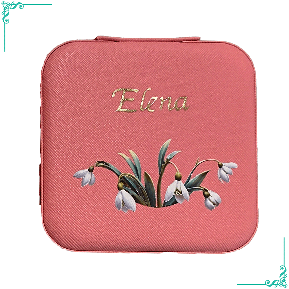 Coffret à Bijoux Personnalisé avec Prénom et Fleur de Naissance