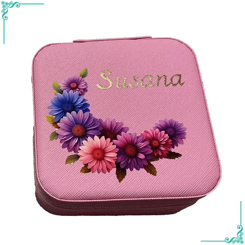 Coffret à Bijoux Personnalisé avec Prénom et Fleur de Naissance