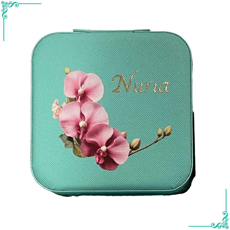 Coffret à Bijoux Personnalisé avec Prénom et Fleur de Naissance
