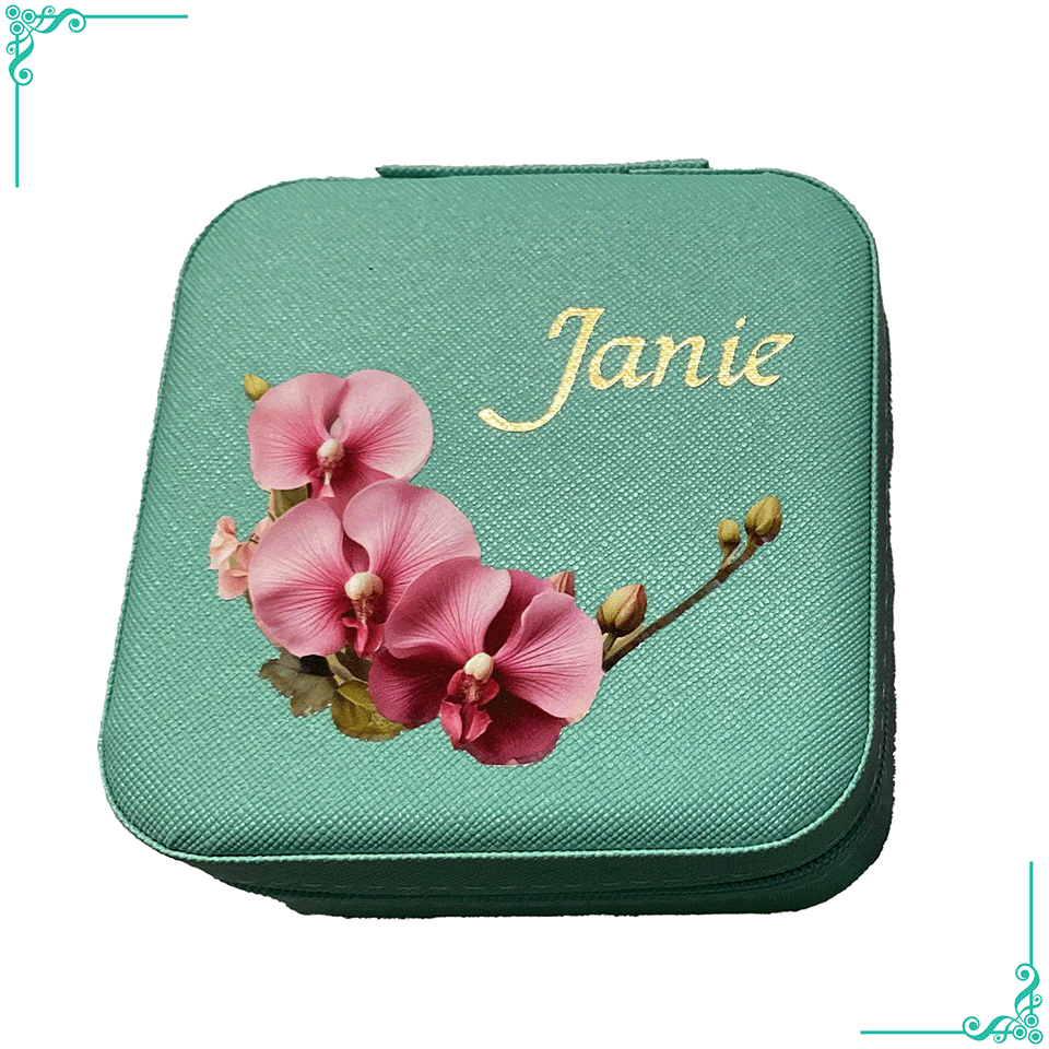 Coffret à Bijoux Personnalisé avec Prénom et Fleur de Naissance