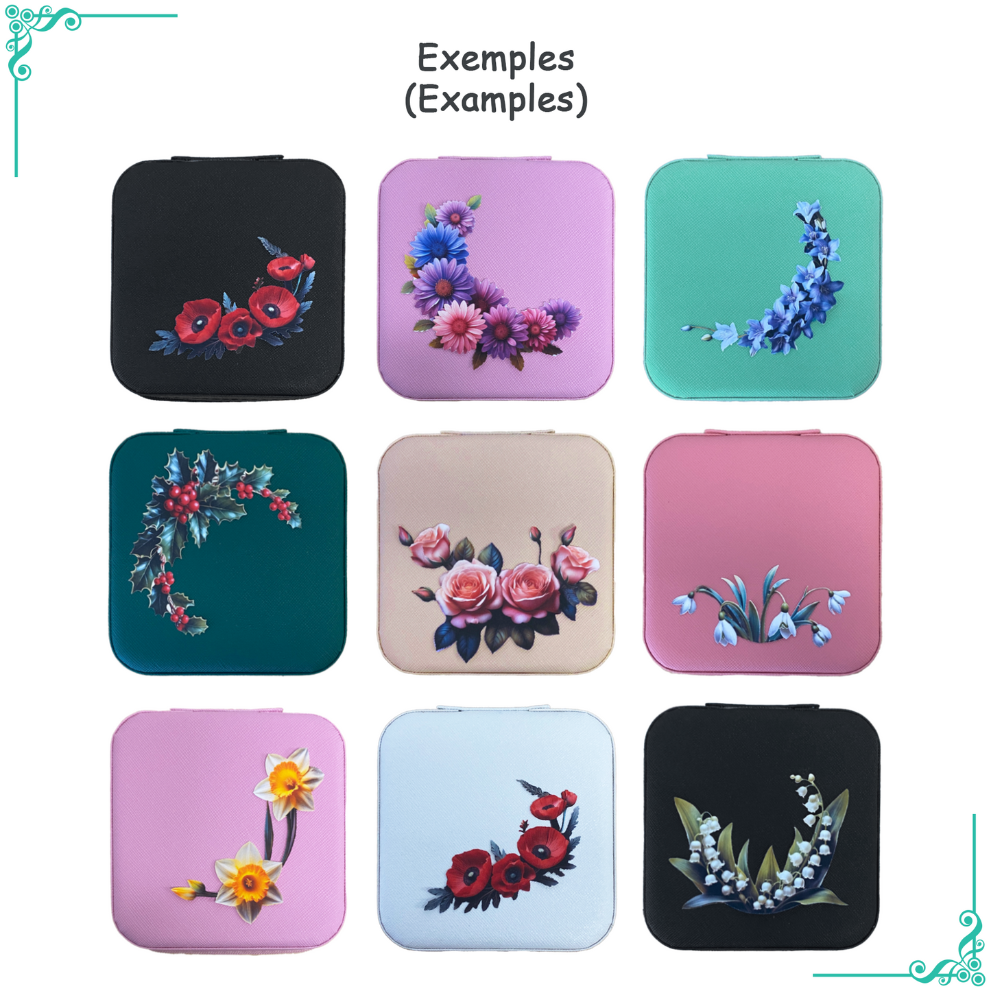 Coffret à Bijoux Personnalisé avec Prénom et Fleur de Naissance