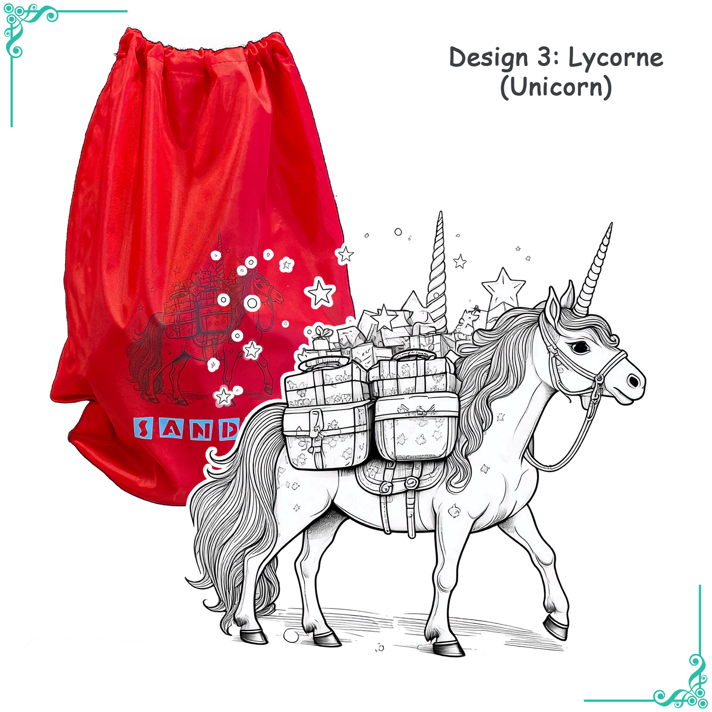 Sac à cordon personnalisé avec design et nom phosphorescent