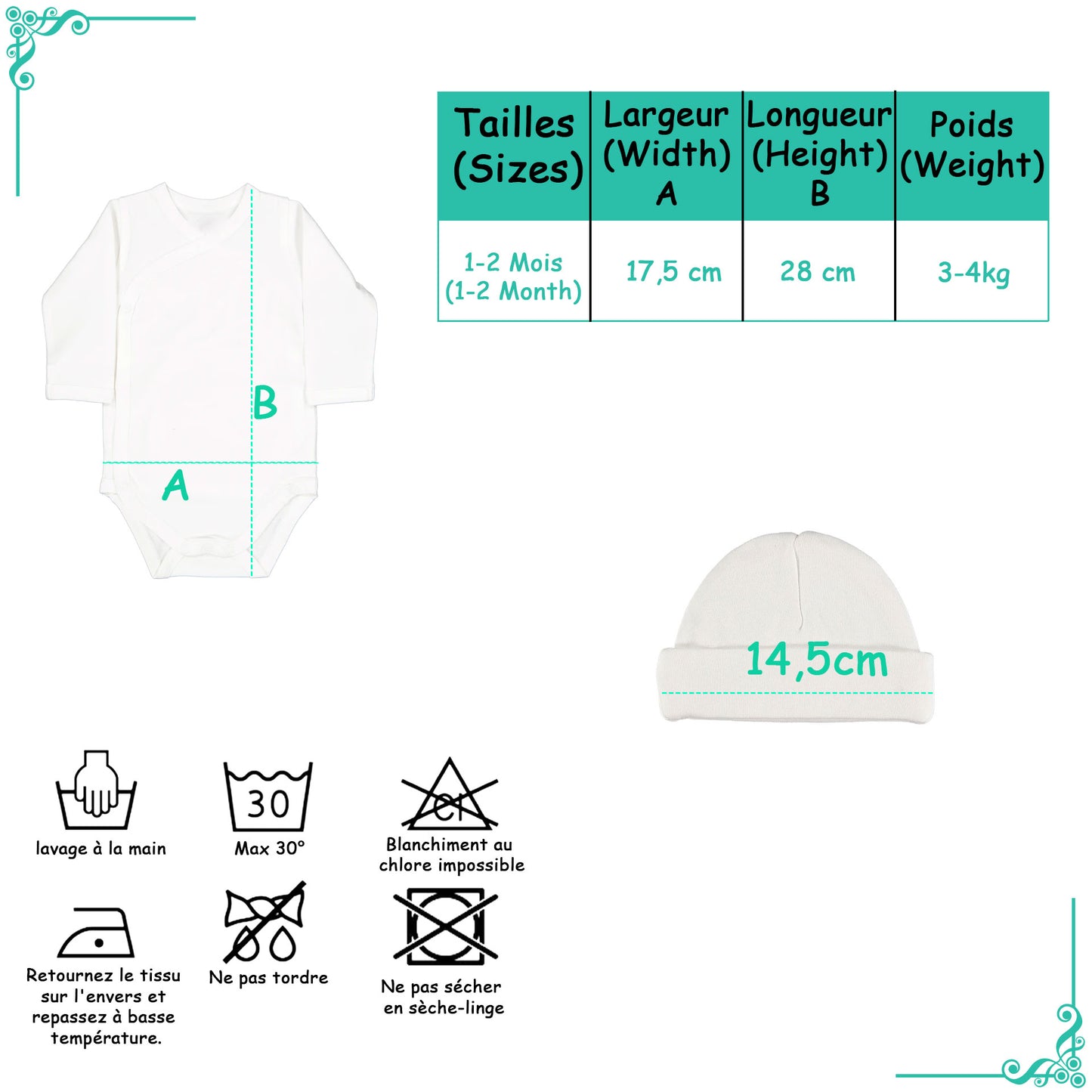 Set nascita personalizzato - body e cuffietta a tema giungla con il nome del bambino